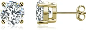 Stud Earrings 925 Sterling Silver Cubic Zirconia Stud Earrings Round Cut 2ct-4ct Simulated Diamond CZ Stud Earrings for Women Men Jewelry Gifts