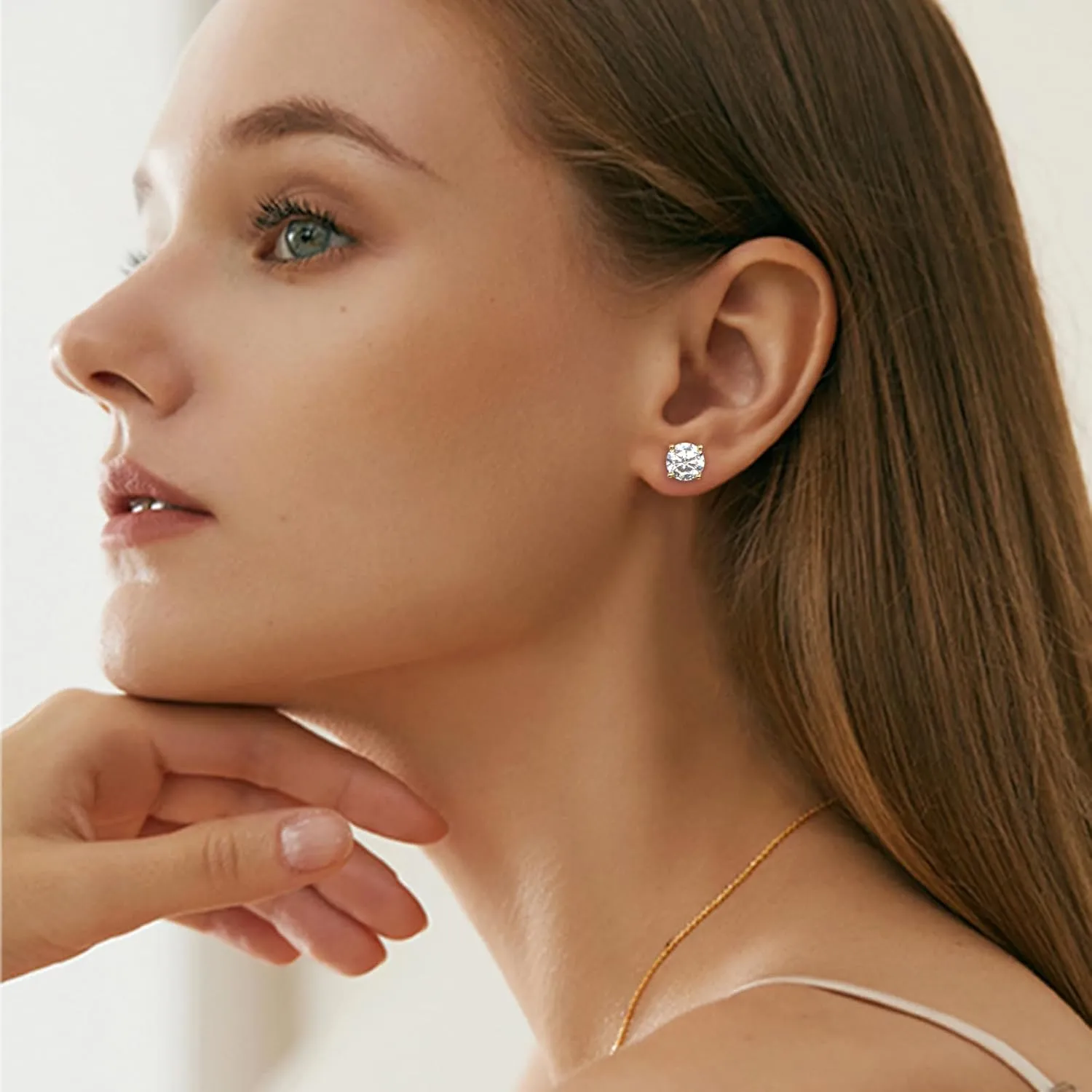 Stud Earrings 925 Sterling Silver Cubic Zirconia Stud Earrings Round Cut 2ct-4ct Simulated Diamond CZ Stud Earrings for Women Men Jewelry Gifts