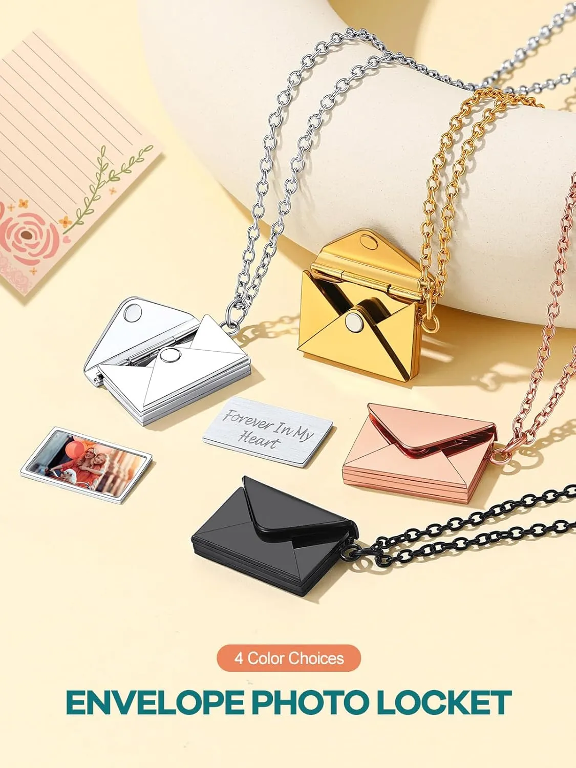 Supcare Locket Necklace That Holds Pictures-Engraved Photo Pendant Custom Jewellery Gifts for Men Women (with Jewellery Gift Box)
