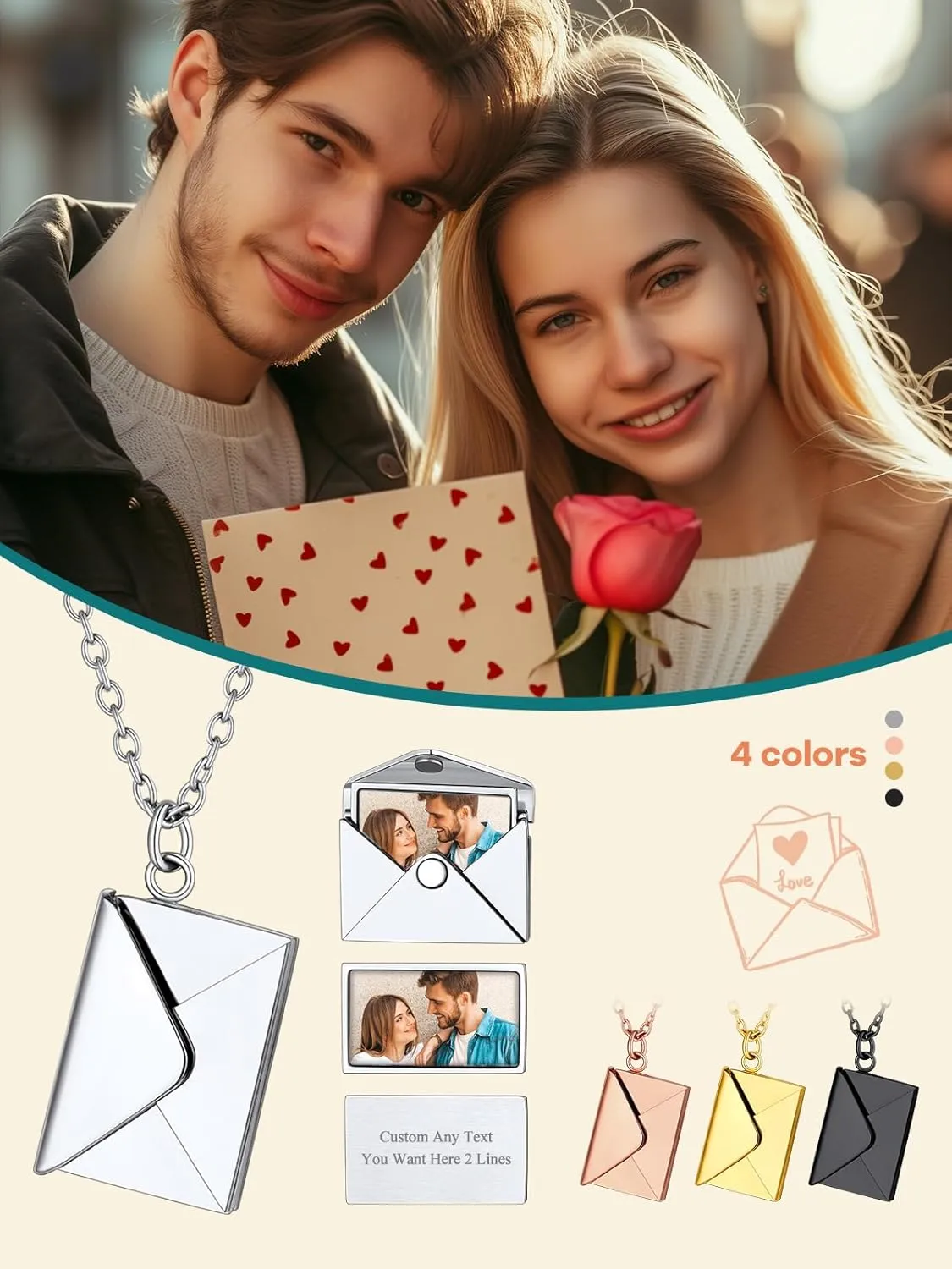 Supcare Locket Necklace That Holds Pictures-Engraved Photo Pendant Custom Jewellery Gifts for Men Women (with Jewellery Gift Box)