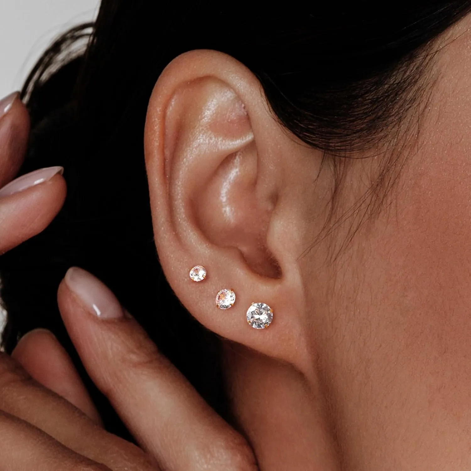 Surgical Steel Earrings Sets for Multiple Piercing Lightweight Small Huggie Hoop Earrings CZ Stud Earrings for Women Trendy Cartilage Hypoallergenic