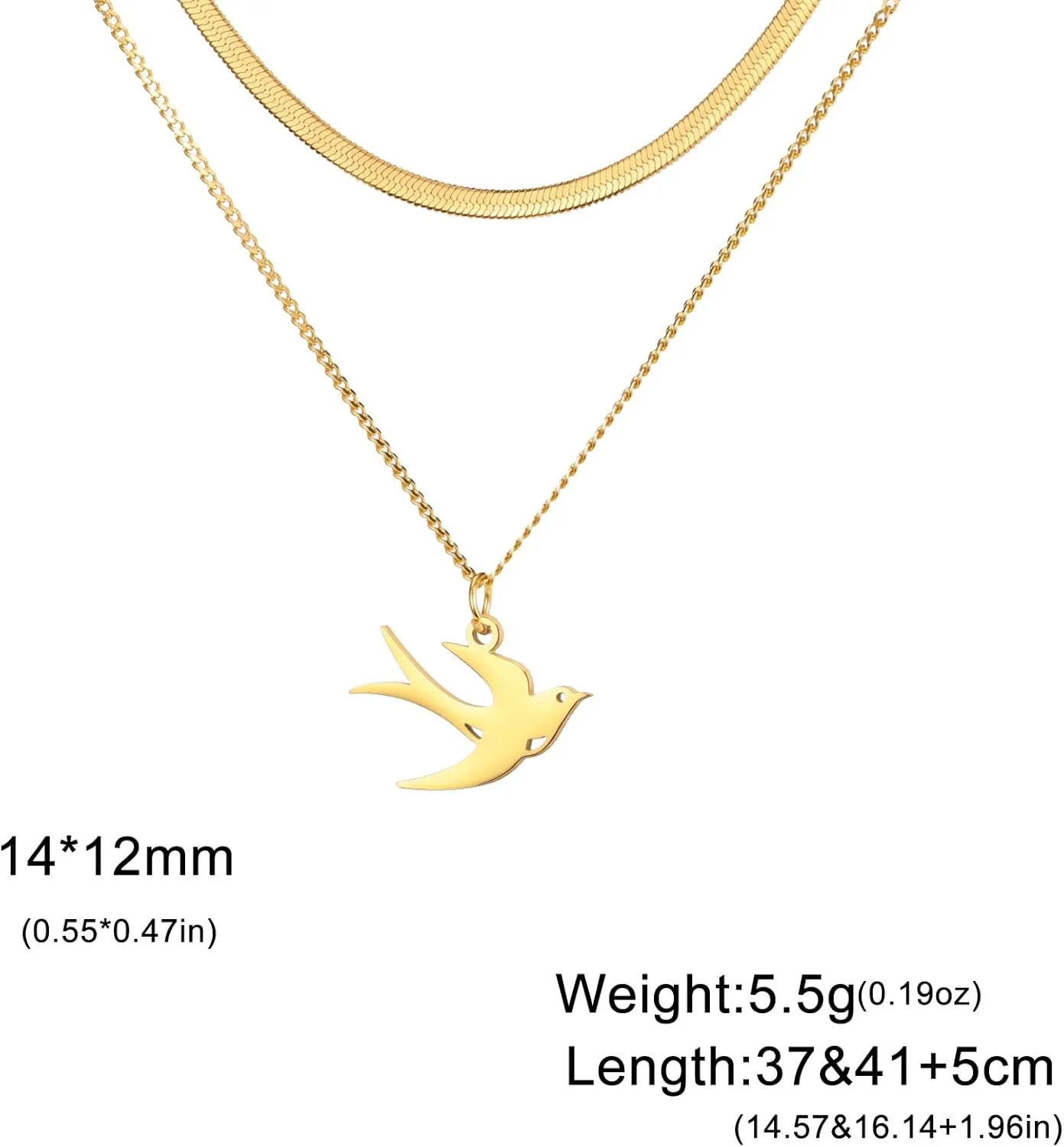 Swallow Bird Necklace Stainless Steel Pendant Women Choker Snake Chain Fashion Animal Jewelry