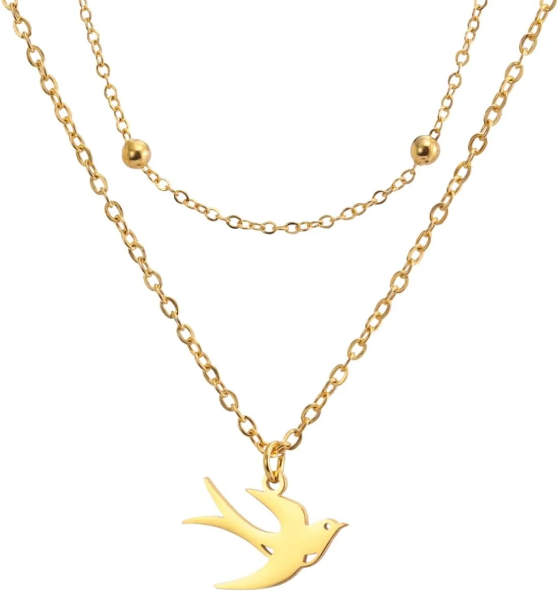 Swallow Bird Necklace Stainless Steel Pendant Women Choker Snake Chain Fashion Animal Jewelry