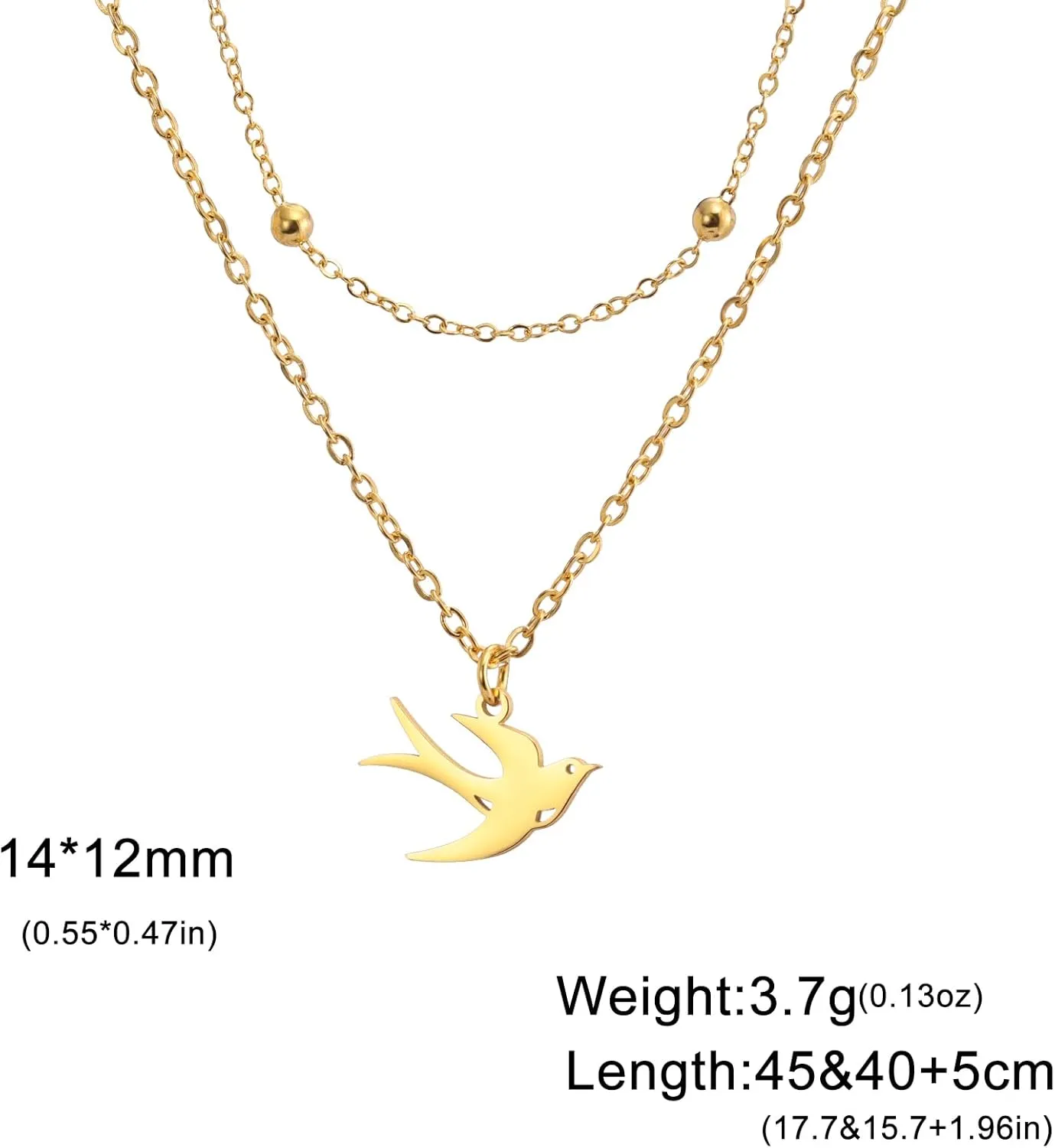 Swallow Bird Necklace Stainless Steel Pendant Women Choker Snake Chain Fashion Animal Jewelry