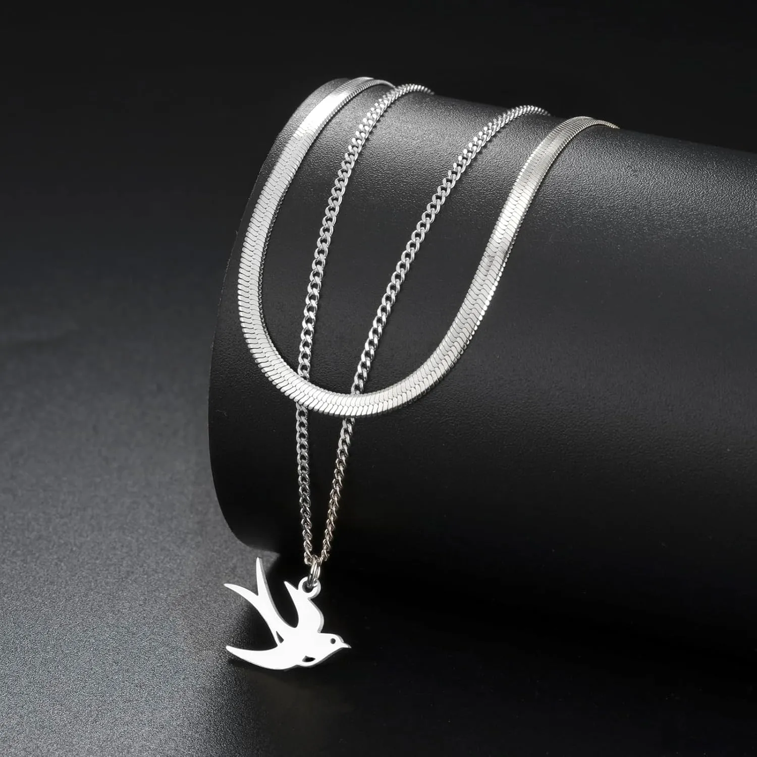Swallow Bird Necklace Stainless Steel Pendant Women Choker Snake Chain Fashion Animal Jewelry
