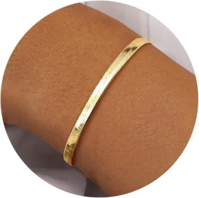 TEN MIRO 16k Chunky Gold Bracelets for Women Trendy, Sweatproof Chunky Herringbone Chain Bracelet Non Tarnish Gold Herringbone Bracelets for Women