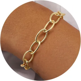 TEN MIRO 16k Chunky Gold Bracelets for Women Trendy, Sweatproof Chunky Paperclip Chain Bracelet Non Tarnish Gold Paperclip Bracelets for Women