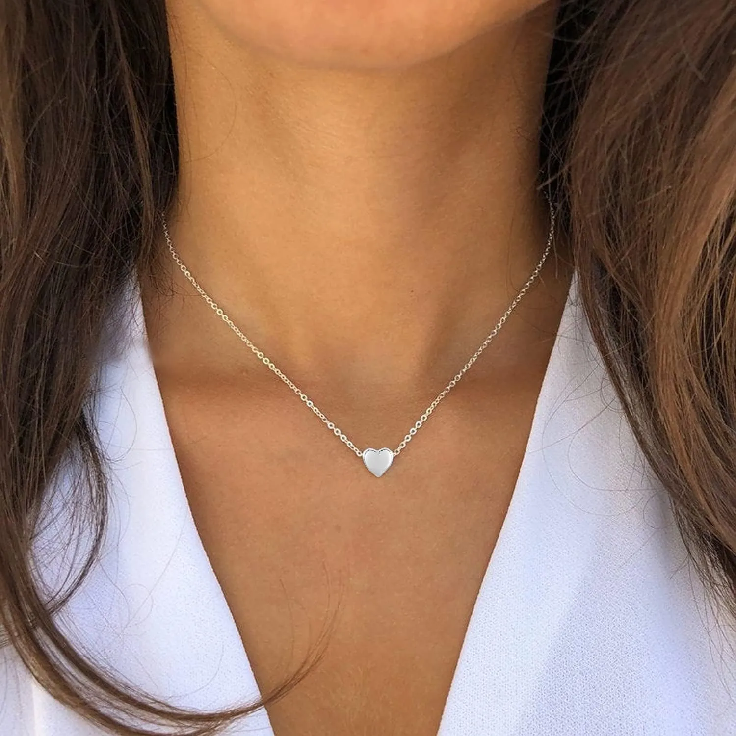 Tiny Gold Heart Choker Necklace,Dainty Cute Initial Heart Pendant Necklace,Rose Necklace,Layered Heart Necklaces for Women,Christmas Gift