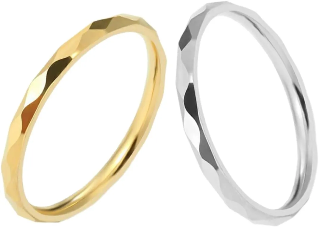 Titanium Steel Couple Ring 2pcs Knuckle Decor Ring for Women Men Fashion Jewelry Set