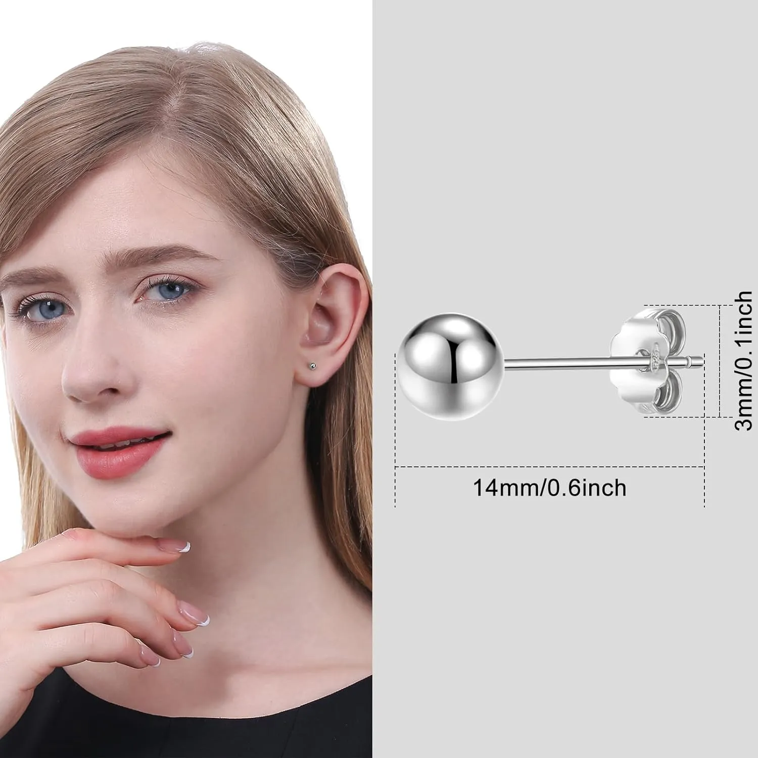 ToHeart Stud Ball earrings Women Hypoallergenic Gold Flat Back Stud Earrings