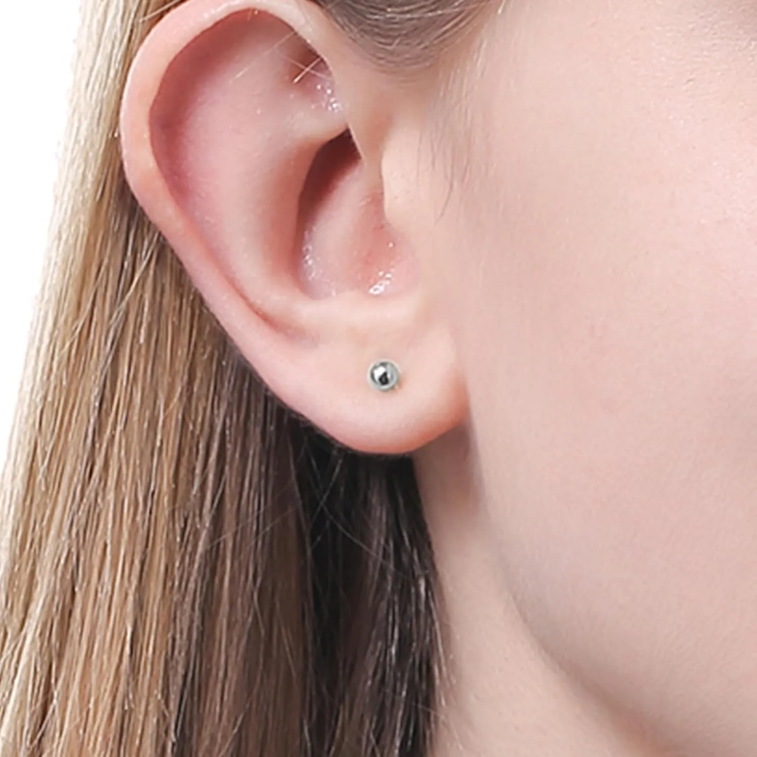 ToHeart Stud Ball earrings Women Hypoallergenic Gold Flat Back Stud Earrings