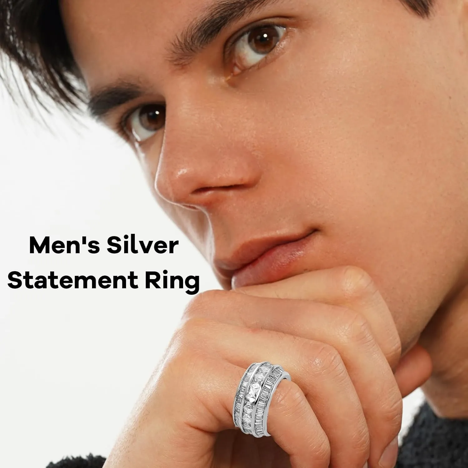 TOPGRILLZ Diamond Wedding Rings For Men 5A  Cubic Zirconia 14K Gold Silver Promise Engagement Wedding Band Pinky Rings For Men