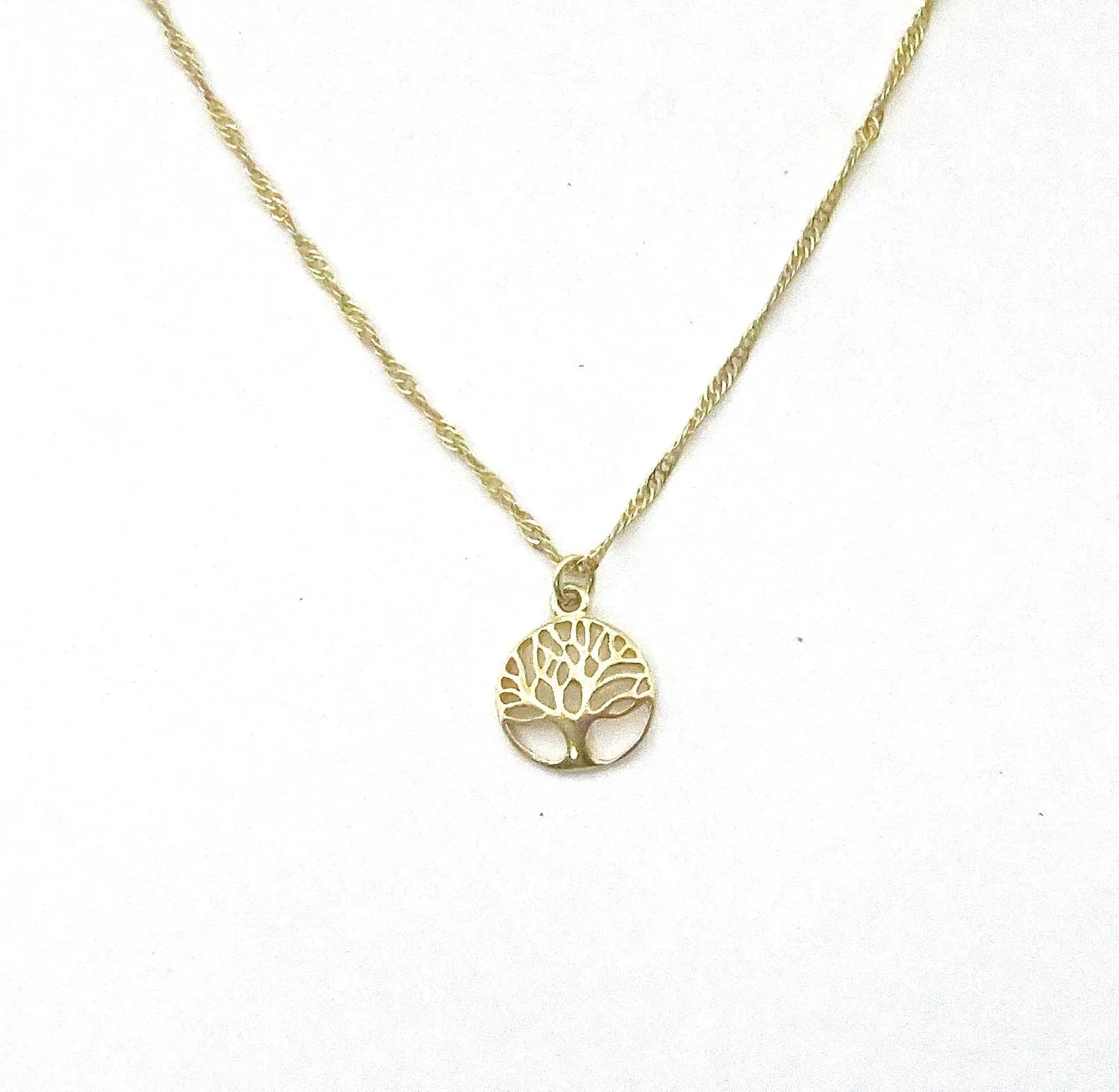 Tree of life necklace pendant, 14k Gold plating family tree pendant, Tree charm pendant (Round)