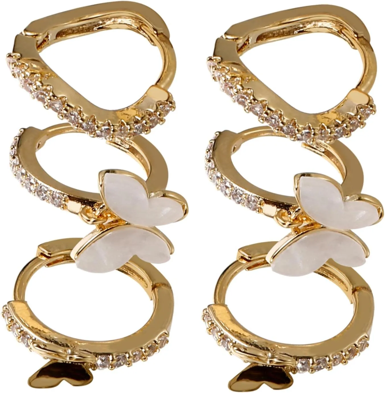 Trendy Hoop Earrings 3 Pair Stud Set Fashion Jewelry Earrings for Women Minimalist Design