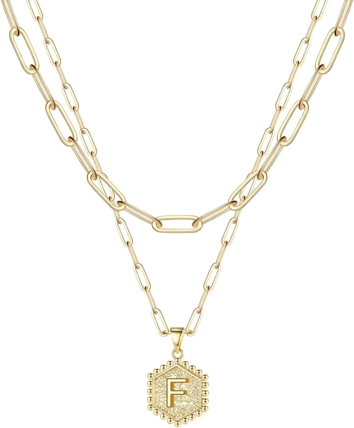 Trendy Layered Stackable Choker Necklace for Women,26 Alphabet Initial Gold Necklaces Dainty Gold Plated Pendant Necklace