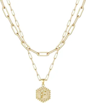 Trendy Layered Stackable Choker Necklace for Women,26 Alphabet Initial Gold Necklaces Dainty Gold Plated Pendant Necklace