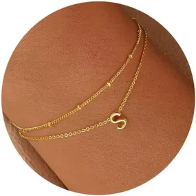 Turandoss Gold Initial Bracelets for Women, Dainty 18K Real Gold Plated Layered Letter A-Z Initial Bracelets Personalized 26 Alphabet Monogram Gold Bracelets for Women Jewelry Gifts Trendy
