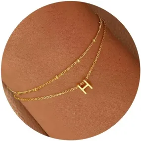 Turandoss Gold Initial Bracelets for Women, Dainty 18K Real Gold Plated Layered Letter A-Z Initial Bracelets Personalized 26 Alphabet Monogram Gold Bracelets for Women Jewelry Gifts Trendy