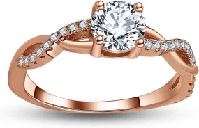 Twist CZ Engagement Rings for Women by Ginger Lyne | 1 Ct Faux Black Diamond Ring | 925 Sterling Silver 14k Gold Wedding Bridal for Women | Travel or Promise Wedding for Her