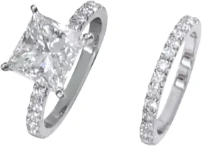Two-in-One 925 Silver Cubic Zirconia Luxury Bridal Wedding Engagement Anniversary Statement Ring Set for Women