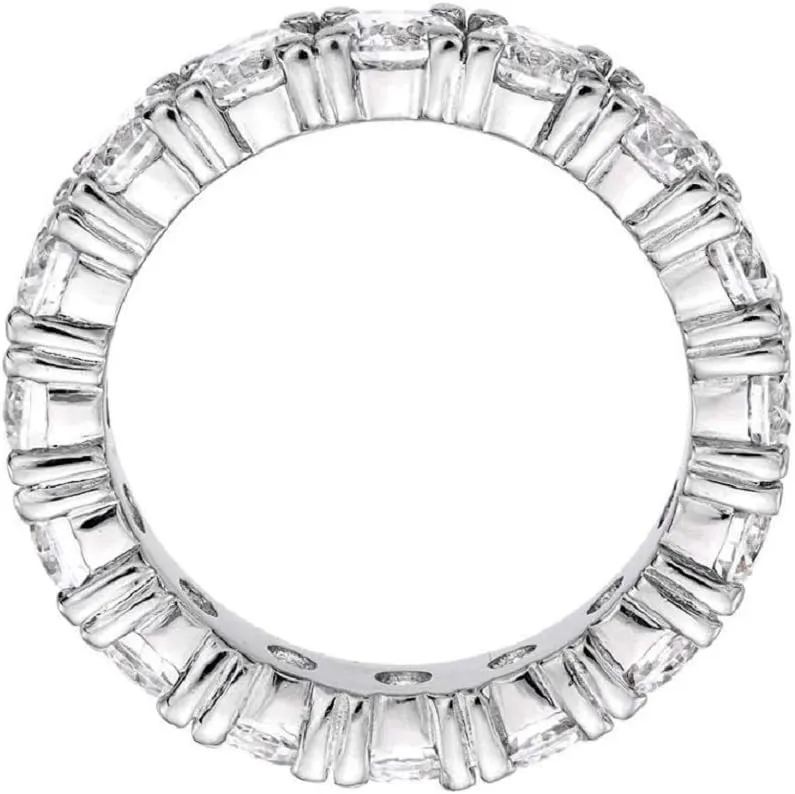 Unisex 4mm Eternity Cubic Zirconia CZ Tennis Ring Silver Finish Stackable Eternity Engagement Wedding Band for Men and Women ICY CZ Pinky Ring