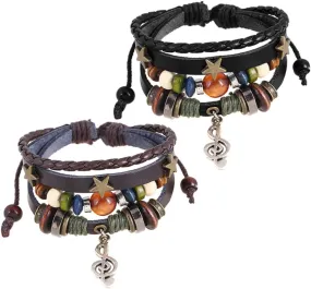 VALICLUD Multi-Layered Woven Rope Bracelets Vintage Jewelry for Women Gothic Punk Cosplay Accessories Daily Wear