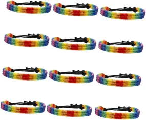 VALICLUD Woven Pride Bracelet for Women Men 12pcs Rainbow Friendship String Couples Bracelet