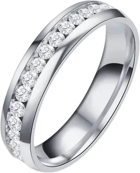 Wedding Band for Women,Gold Plated Solid Sterling Sliver Tiny Cubic Zirconia Inlaid Rings Stackable Eternity Promise Rings