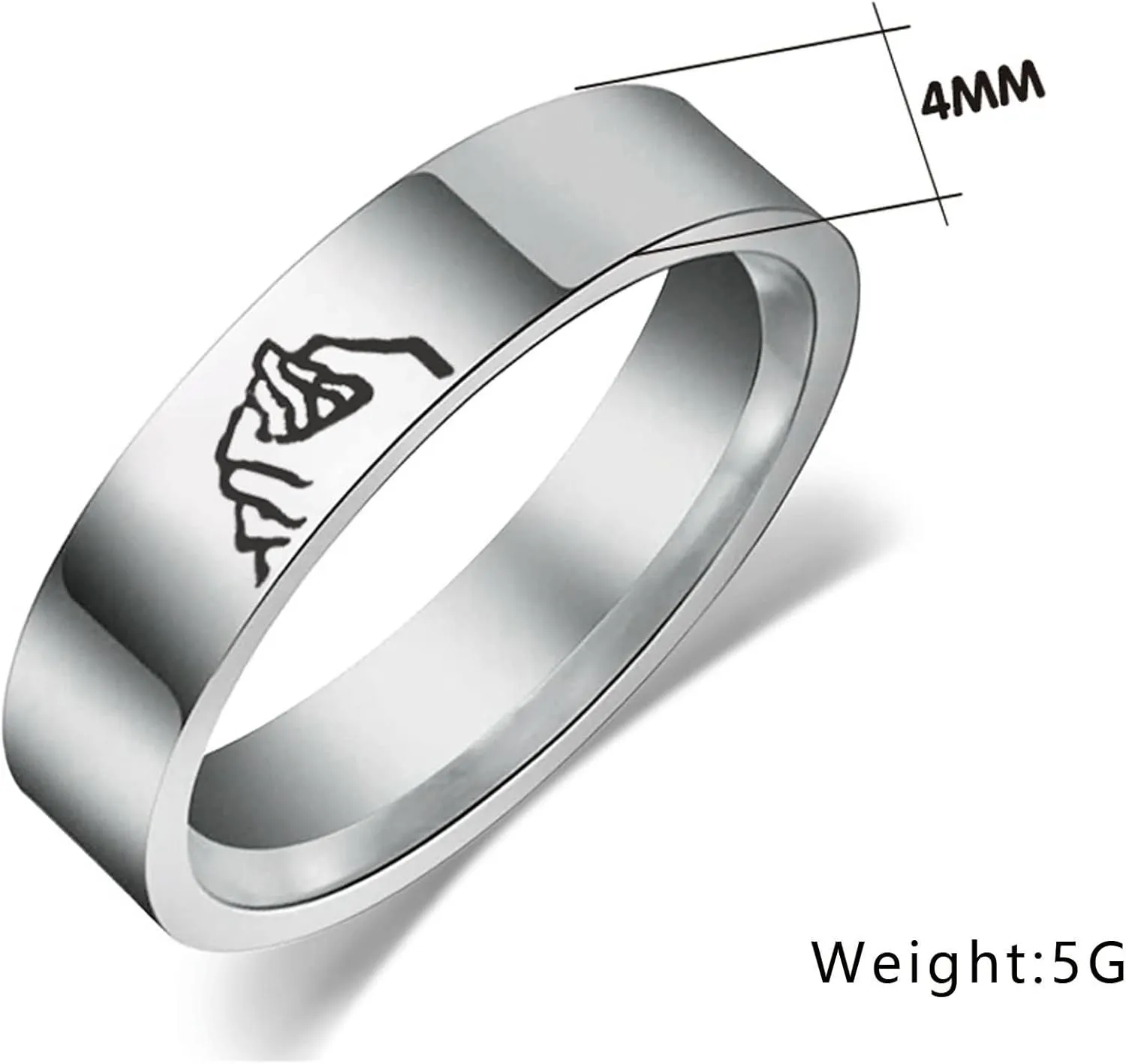 Wedding Rings Stainless Steel, Simple Engagement Ring Hand in Hand for Engagement Anniversary Valentine