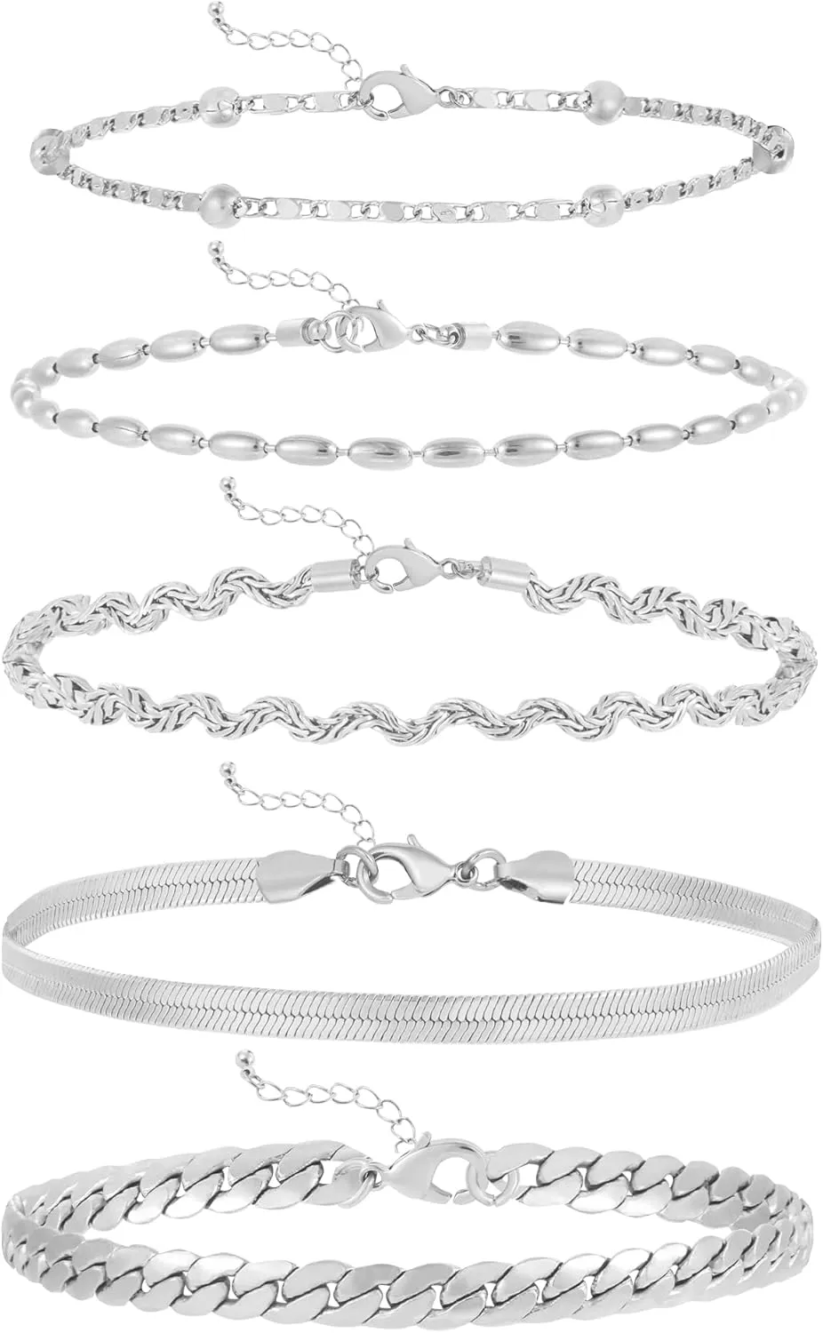 wgoud Dainty Gold Chain Bracelets, 14K Real Gold Plated Link Bracelets for Women, Trendy Stackable Bracelet Set, Waterproof Adjustable