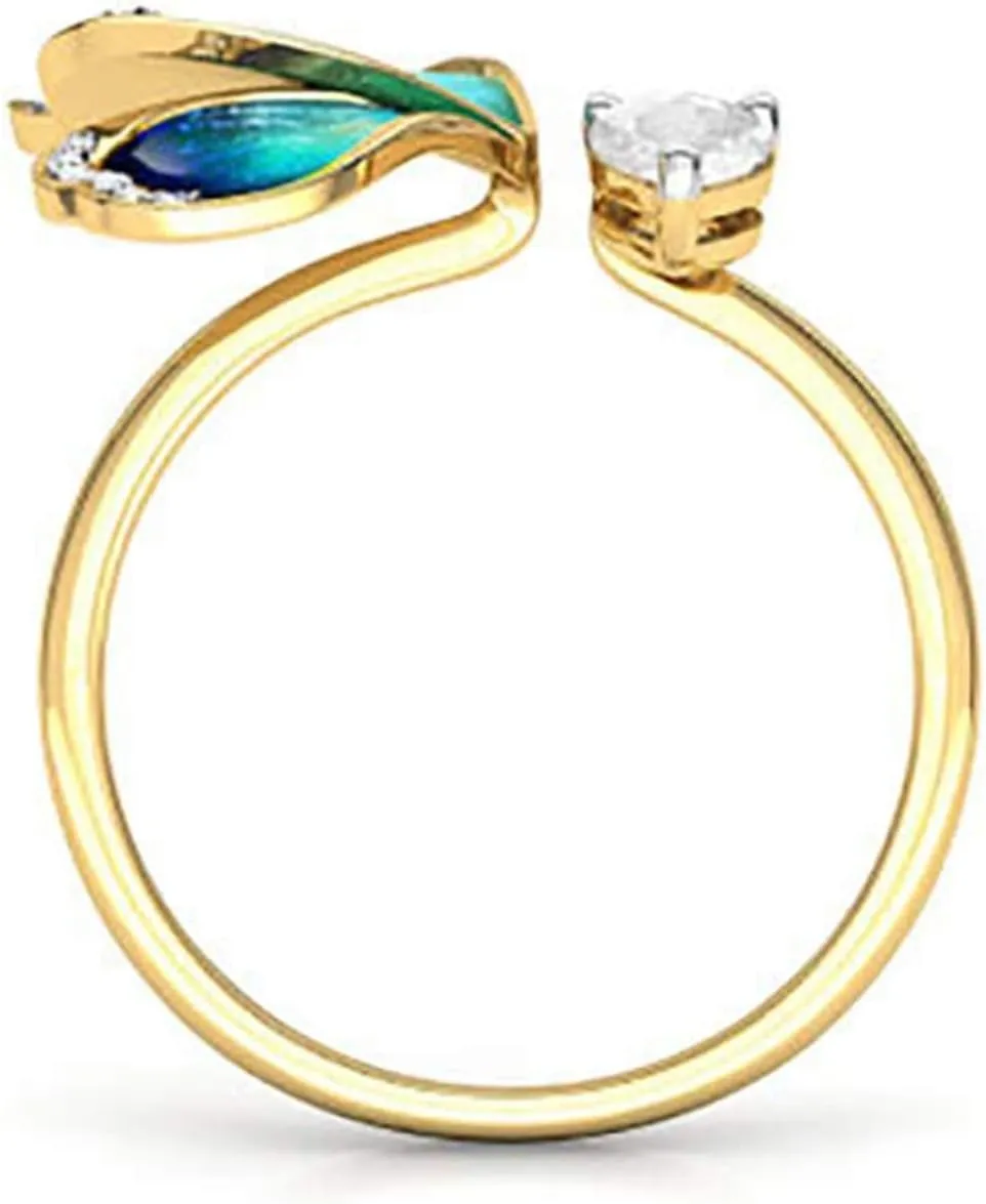 Women Butterfly Open Ring Adjustable Inlaid Zircon Elegant Rings Stacking Ring Engagement Rings Party Jewelry (Gold, One Size)