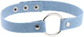 Women Denim Choker Necklace Handmade Adjustable Costume Cosplay Nightclub Punk Neck Collar Choker