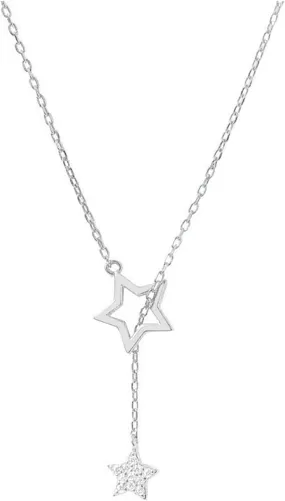 Women Elegant Necklace Multilayer Long Necklace Fashion Layered Star Necklace Pendant Collarbone Chain (Silver, One Size)