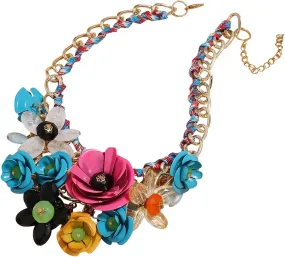 Women Floral Collars Necklaces Dainty Vintage Anniversary Birthday Jewelry Gift Statement Choker Necklace Lady (Blue, One Size)
