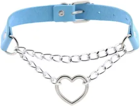 Women Heart Chain Choker Necklace Adjustable Handmade Hip Hop Costume Cosplay Nightclub Punk Neck Collar Choker