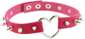 Women Heart Choker Necklace Adjustable Handmade Hip Hop Costume Cosplay Nightclub Punk Rivet Neck Collar Choker