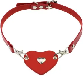 Women Heart Leather Choker Necklace Handmade Adjustable Costume Cosplay Nightclub Punk Neck Collar Choker
