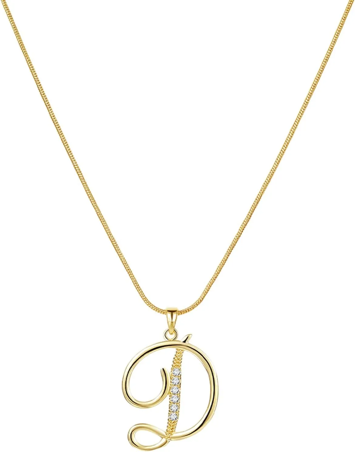 Women Initial Pendant Necklaces Alphabet Letter Clavicle Chain Dainty Cubic Zirconia Anniversary Necklaces