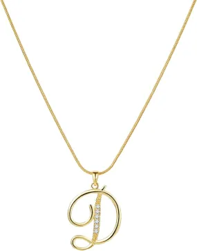 Women Initial Pendant Necklaces Alphabet Letter Clavicle Chain Dainty Cubic Zirconia Anniversary Necklaces