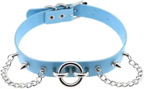 Women Leather Neck Collar Choker Necklace Handmade Adjustable Hip Hop Costume Cosplay Nightclub Punk Chain Choker
