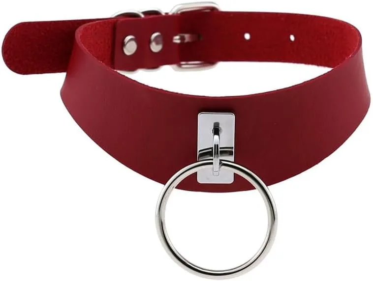 Women Punk Choker Necklace Adjustable Costume Cosplay Nightclub Party Handmade Leather Neck Collar Choker