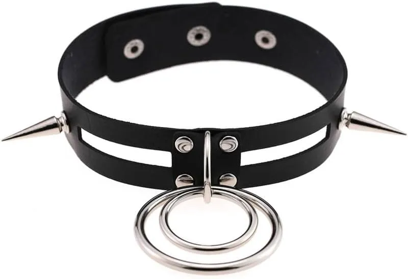 Women Spike Choker Necklace Adjustable Handmade Costume Cosplay Nightclub Party Punk Leather Neck Collar Choker