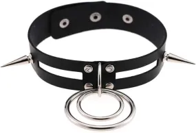 Women Spike Choker Necklace Adjustable Handmade Costume Cosplay Nightclub Party Punk Leather Neck Collar Choker