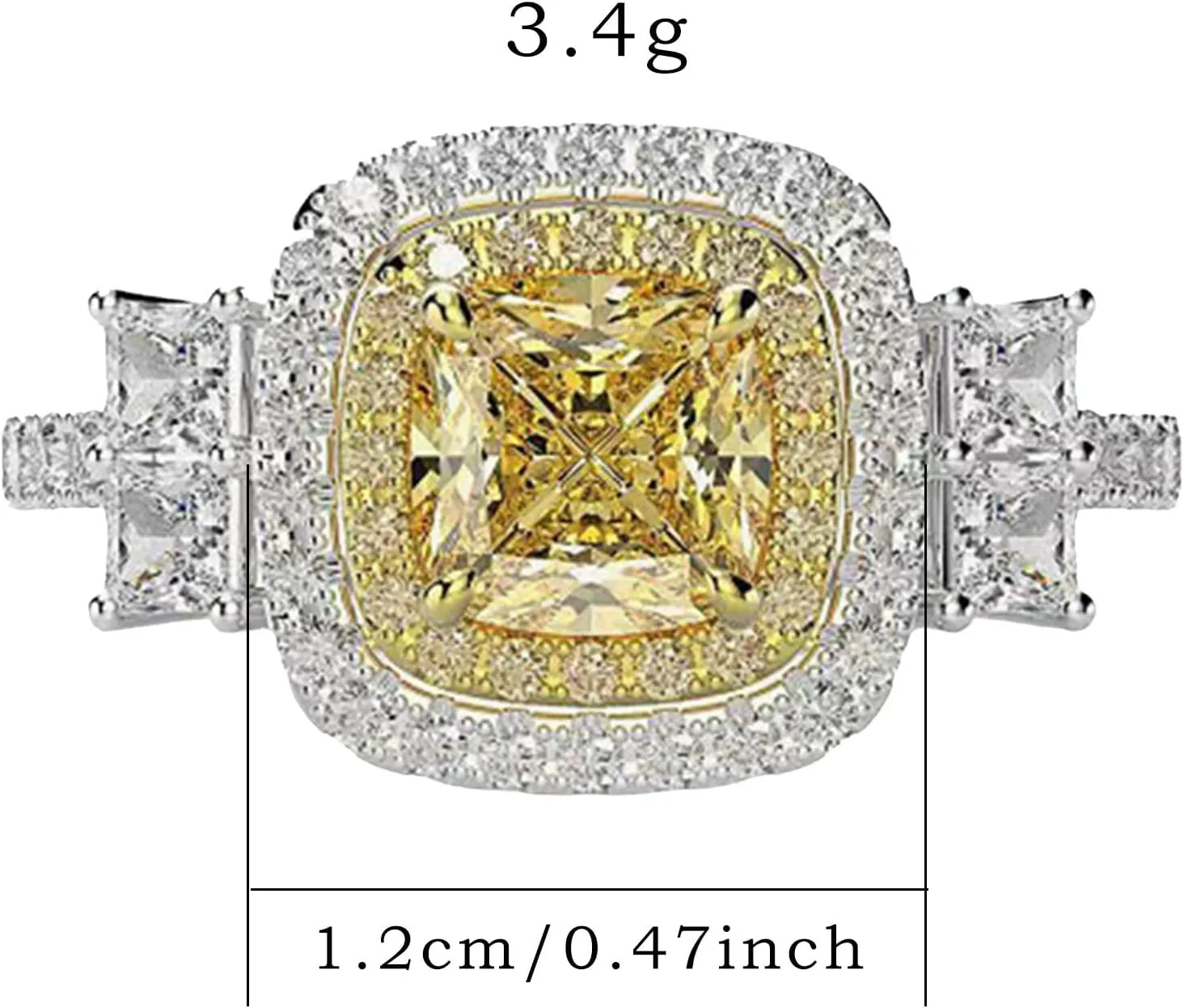 Women Square Zircon Ring Engagement Ring CZ Simulated Diamond Wedding Bands Anniversary Ring for Wife (Gold, 8)