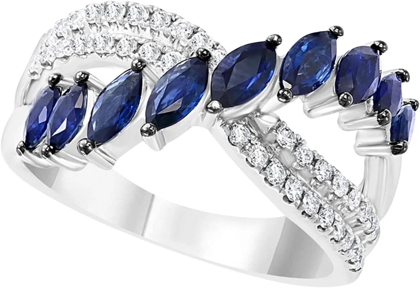 Women's Blue Zircon Ring Wedding Band Simulated Diamond Engagement Ring Delicate Party Jewelry (Blue, 10)