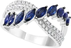 Women's Blue Zircon Ring Wedding Band Simulated Diamond Engagement Ring Delicate Party Jewelry (Blue, 10)