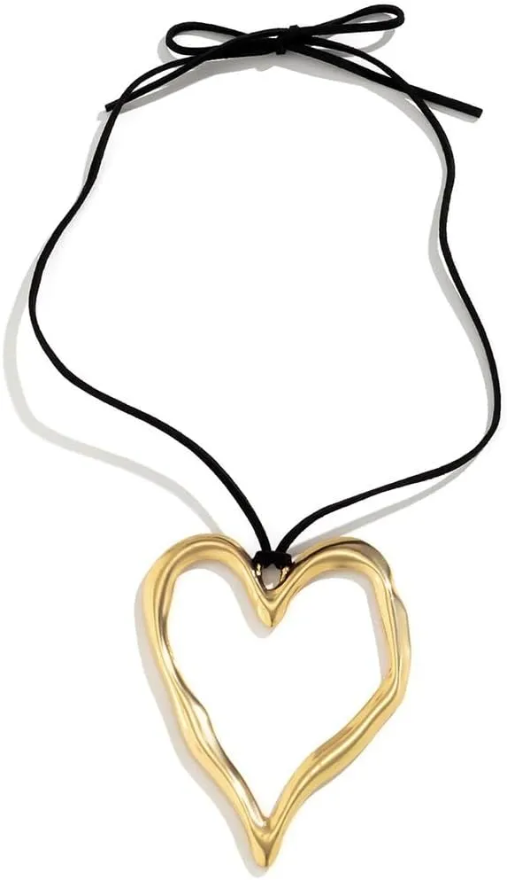 Women's Necklaces Chunky Heart Choker Y2k Bogo Necklace Aesthetic Big Heart Pendant Necklace Adjustable