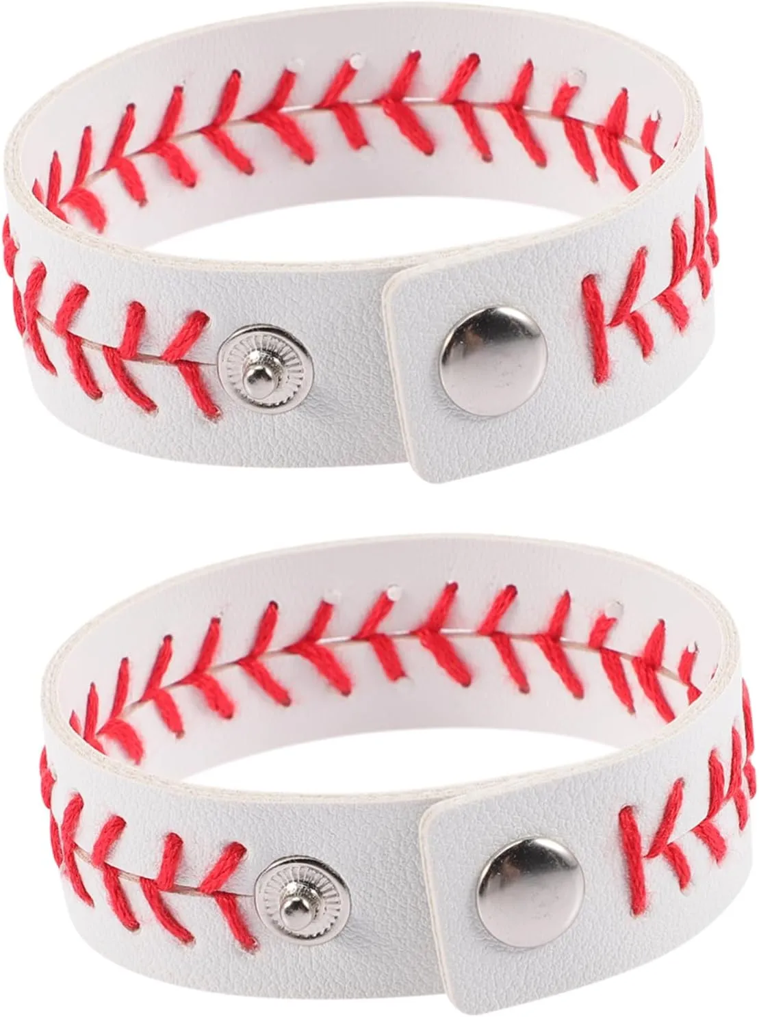 Woven Leather Baseball Bracelet Pu Fashion Sports Wristband 2pcs Unisex