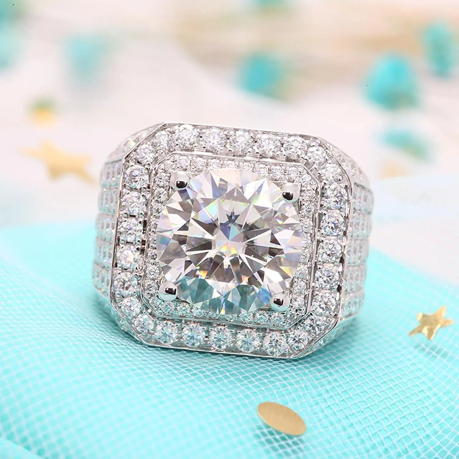 Wycian Promise Ring Engraving, Moissanite Engagement Rings for Women Moissanite Stackable Knuckle Ring for Engagement Men Ring