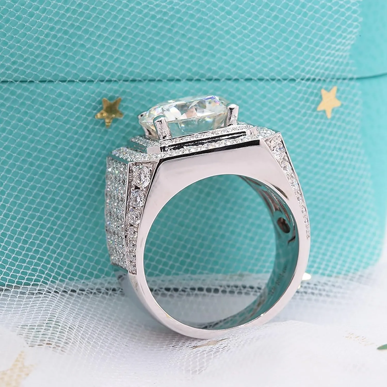 Wycian Promise Ring Engraving, Moissanite Engagement Rings for Women Moissanite Stackable Knuckle Ring for Engagement Men Ring